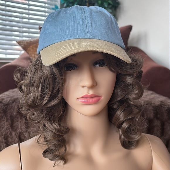 NWOT POL Two-Tone Blue & Tan Cap Adjustable Baseball Hat 100% Cotton Sporty - Picture 14 of 16